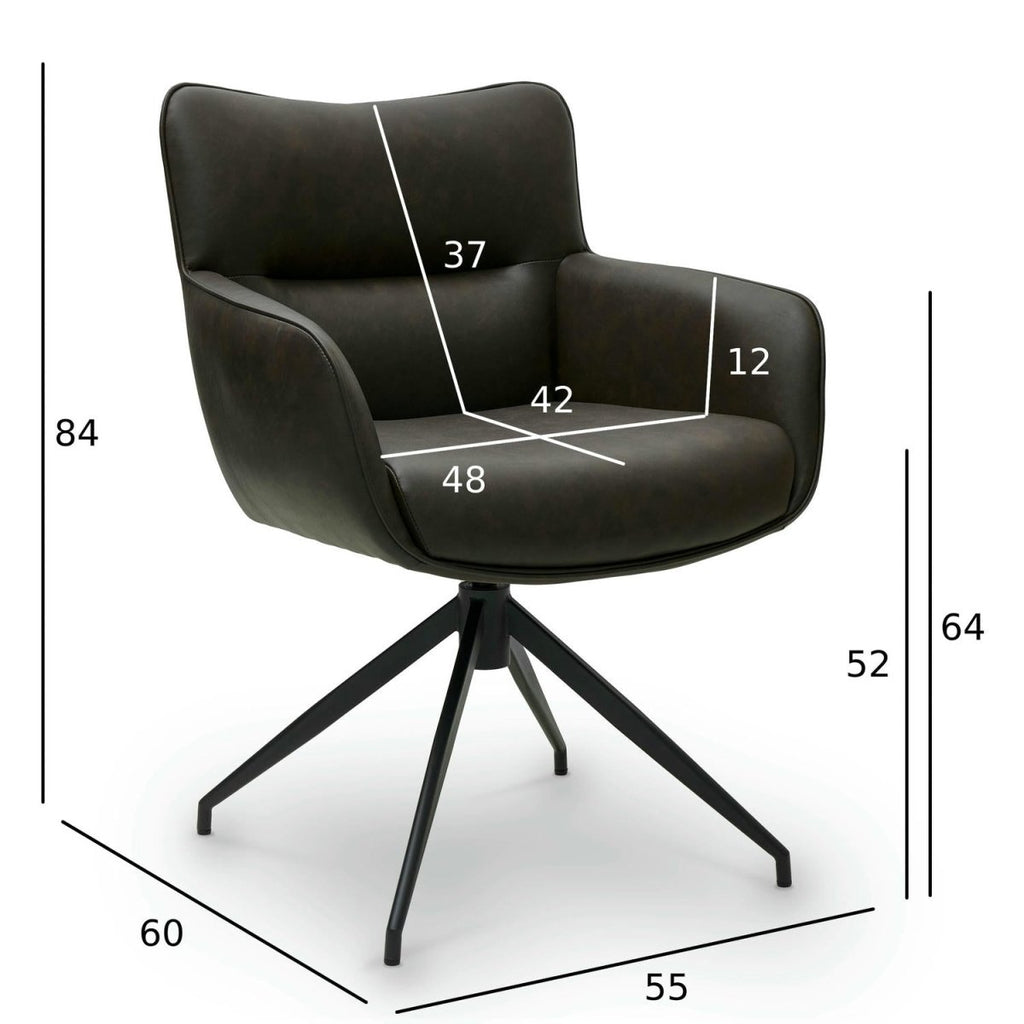 2er Set Esszimmerstühle mit Armlehne - Drehbar - Braun - FURNHOUSE