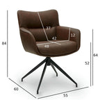 Jessica Esszimmerstühle mit Armlehne 2er Set - Drehbar, Kunstleder Cognac Braun - FURNHOUSE