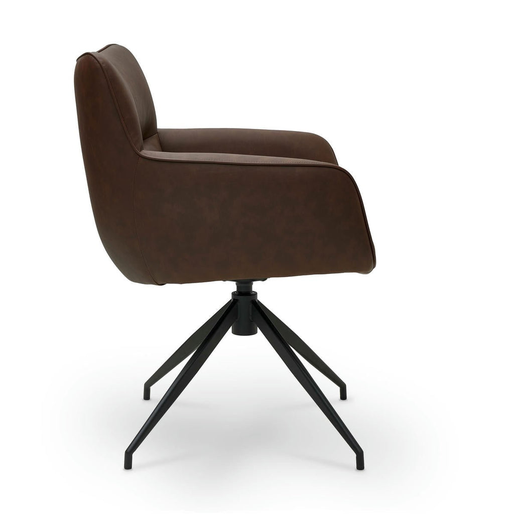 Jessica Esszimmerstühle mit Armlehne 2er Set - Drehbar, Kunstleder Cognac Braun - FURNHOUSE