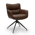 Jessica Esszimmerstühle mit Armlehne 2er Set - Drehbar, Kunstleder Cognac Braun - FURNHOUSE