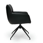 Jessica Esszimmerstühle mit Armlehne 2er Set - Drehbar, Kunstleder Schwarz - FURNHOUSE