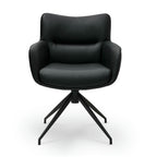 Jessica Esszimmerstühle mit Armlehne 2er Set - Drehbar, Kunstleder Schwarz - FURNHOUSE