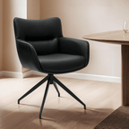 Jessica Esszimmerstühle mit Armlehne 2er Set - Drehbar, Kunstleder Schwarz - FURNHOUSE