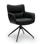 Jessica Esszimmerstühle mit Armlehne 2er Set - Drehbar, Kunstleder Schwarz - FURNHOUSE