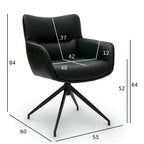 Jessica Esszimmerstühle mit Armlehne 2er Set - Drehbar, Kunstleder Schwarz - FURNHOUSE