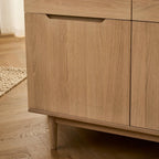 Highboard mit LED-Beleuchtung - 124 cm breit - Eiche bianco - FURNHOUSE