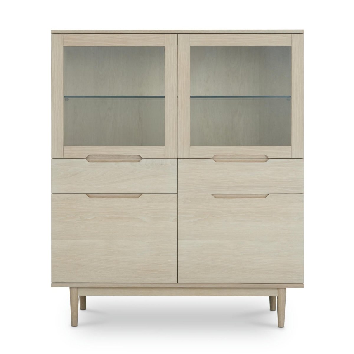 Kerteminde Highboard mit LED-Beleuchtung - 124 cm breit - Eiche Weiß geöltes - FURNHOUSE