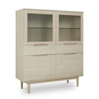 Highboard mit LED-Beleuchtung - 124 cm breit - Eiche bianco - FURNHOUSE