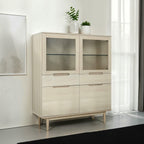 Highboard mit LED-Beleuchtung - 124 cm breit - Eiche bianco - FURNHOUSE