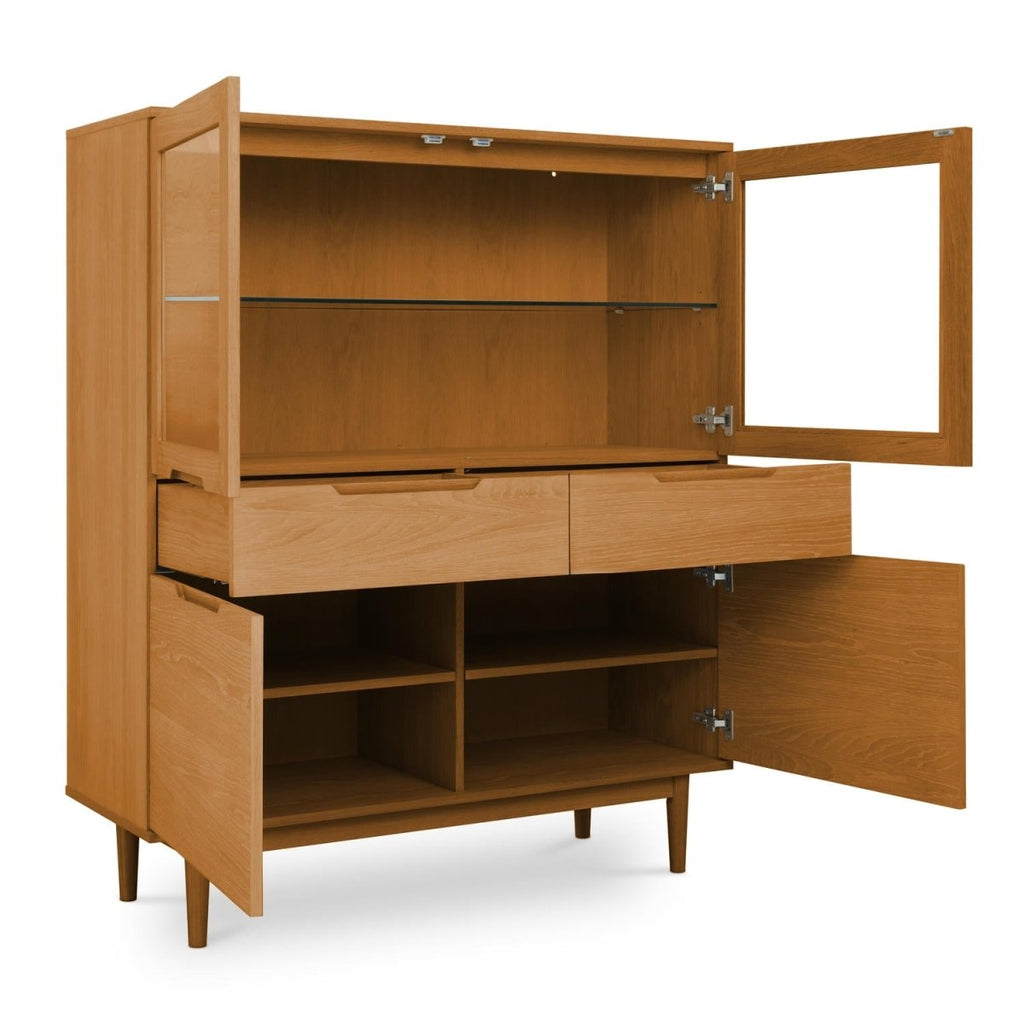 Highboard mit LED-Beleuchtung - 124 cm breit - Wildeiche - FURNHOUSE