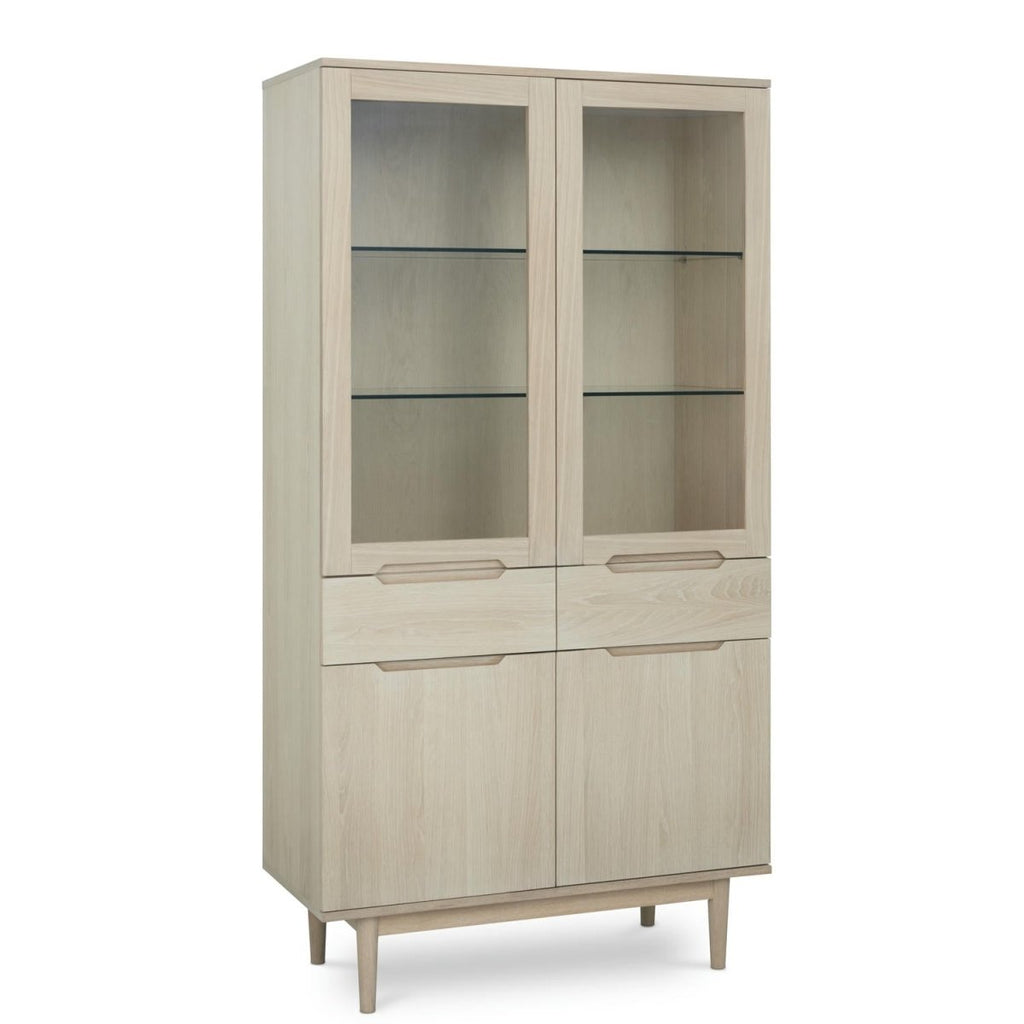 Kerteminde Vitrine mit LED-Beleuchtung - 100 cm breit - Eiche Weiß geöltes - FURNHOUSE