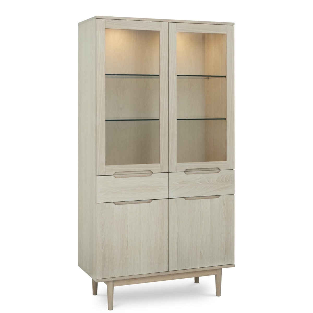 Kerteminde Vitrine mit LED-Beleuchtung - 100 cm breit - Eiche Weiß geöltes - FURNHOUSE