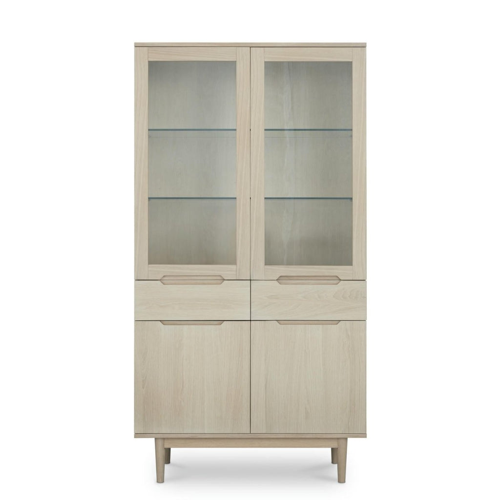 Kerteminde Vitrine mit LED-Beleuchtung - 100 cm breit - Eiche Weiß geöltes - FURNHOUSE