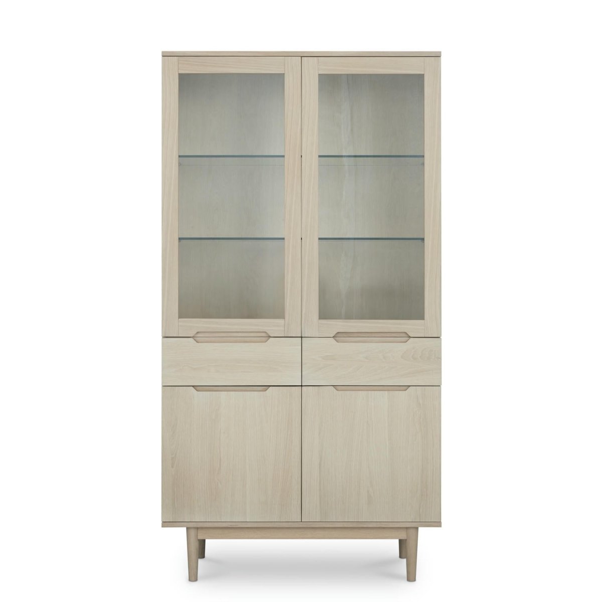 Kerteminde Vitrine mit LED-Beleuchtung - 100 cm breit - Eiche Weiß geöltes - FURNHOUSE