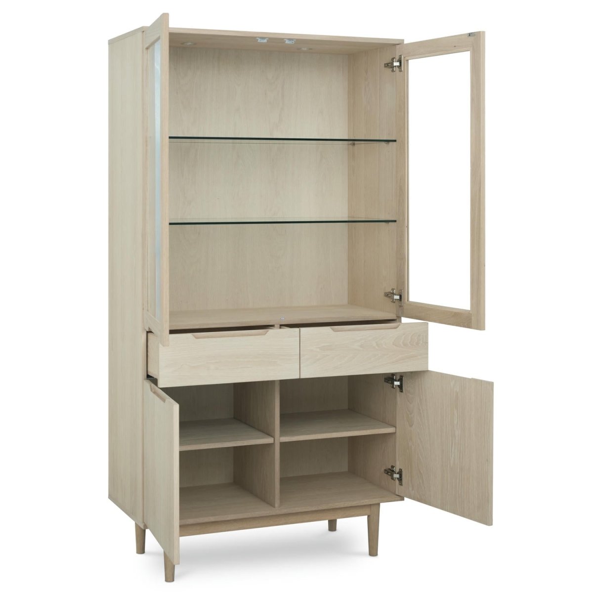 Kerteminde Vitrine mit LED-Beleuchtung - 100 cm breit - Eiche Weiß geöltes - FURNHOUSE