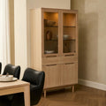 Vitrine mit LED-Beleuchtung - 100 cm breit - Eiche bianco - FURNHOUSE