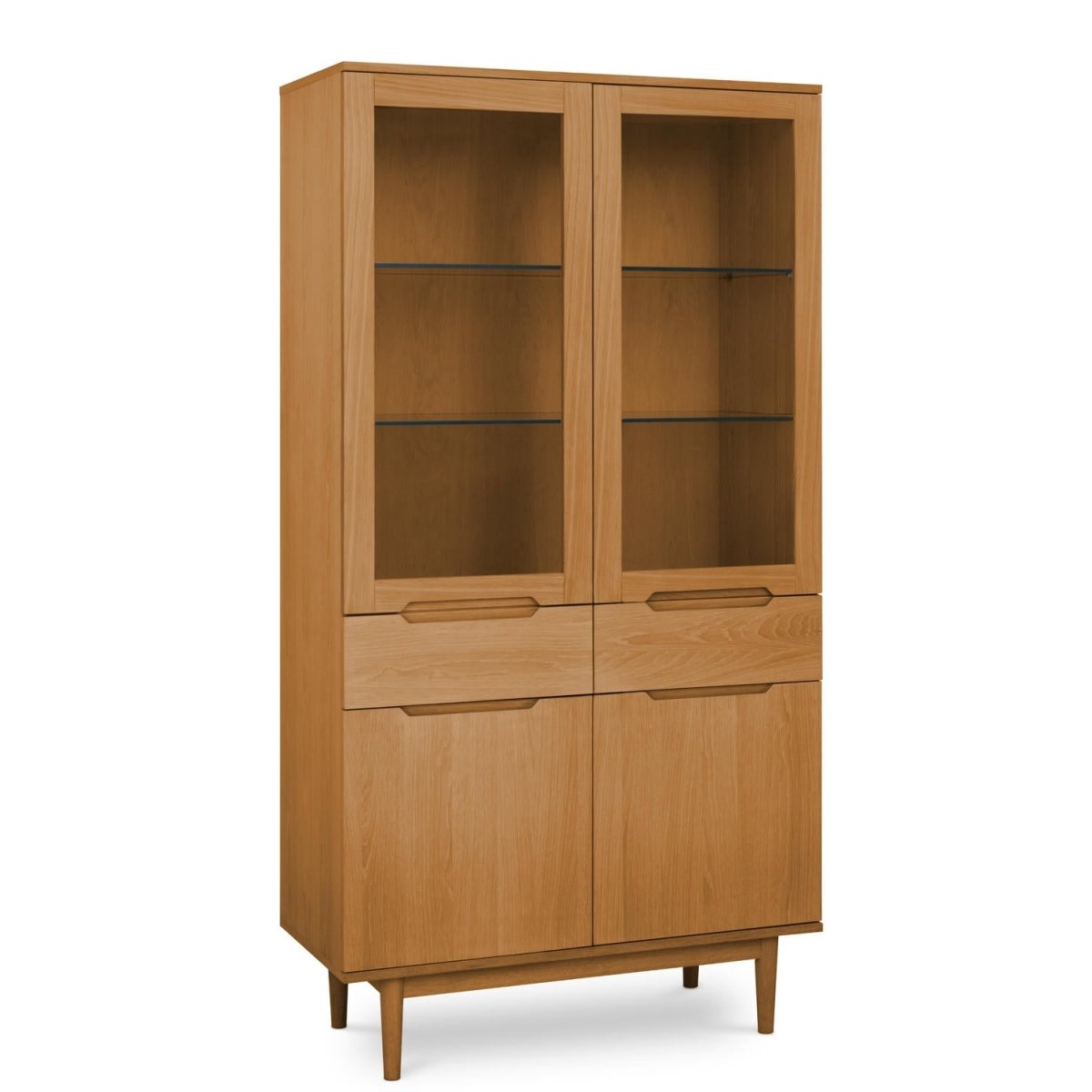 Kerteminde Vitrine mit LED-Beleuchtung - 100 cm breit - Wildeiche Natur - FURNHOUSE