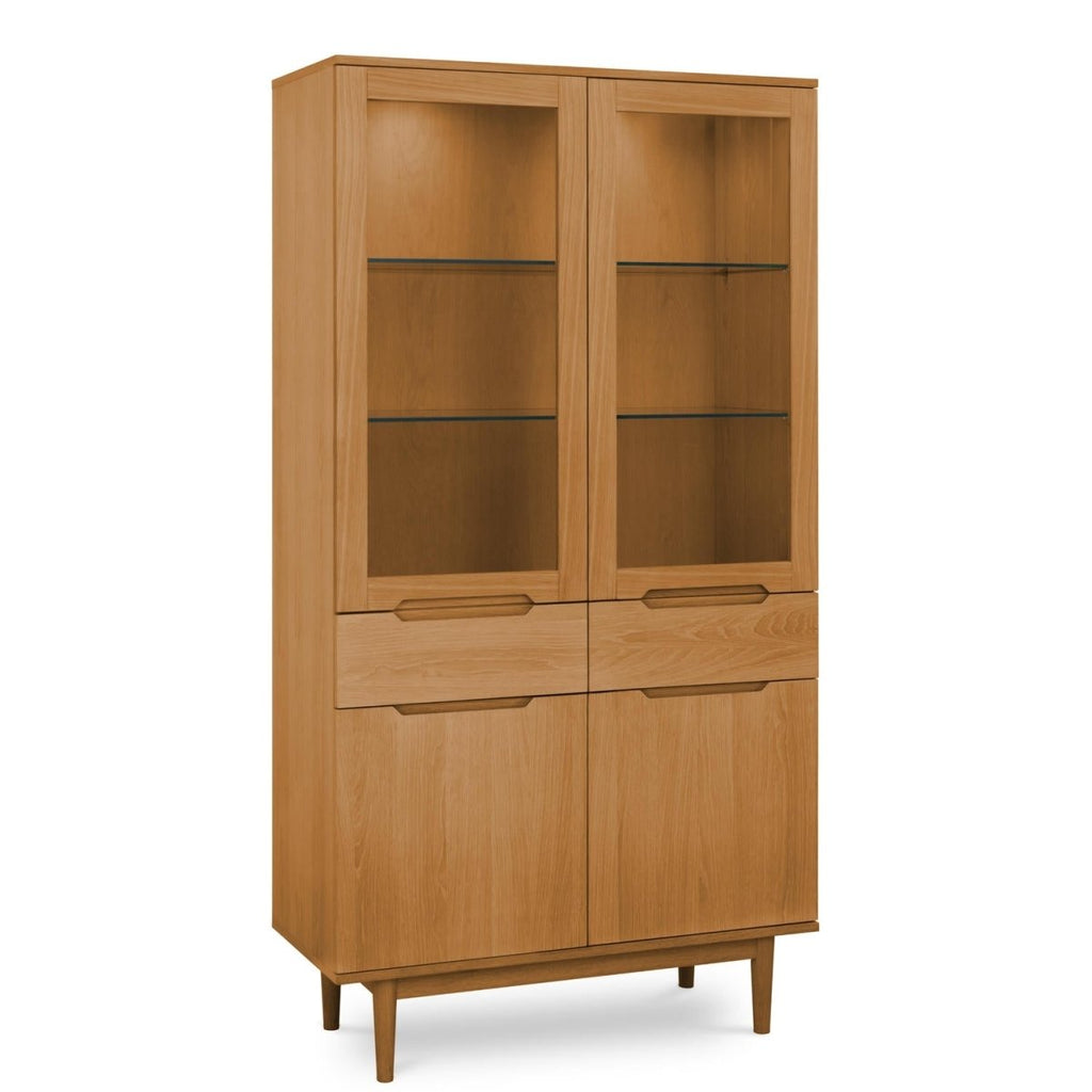 Kerteminde Vitrine mit LED-Beleuchtung - 100 cm breit - Wildeiche Natur - FURNHOUSE