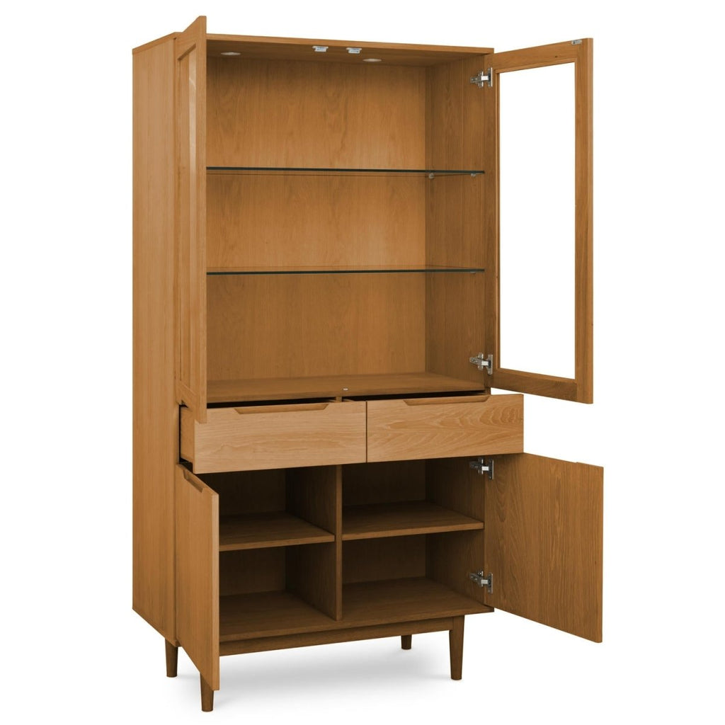 Kerteminde Vitrine mit LED-Beleuchtung - 100 cm breit - Wildeiche Natur - FURNHOUSE