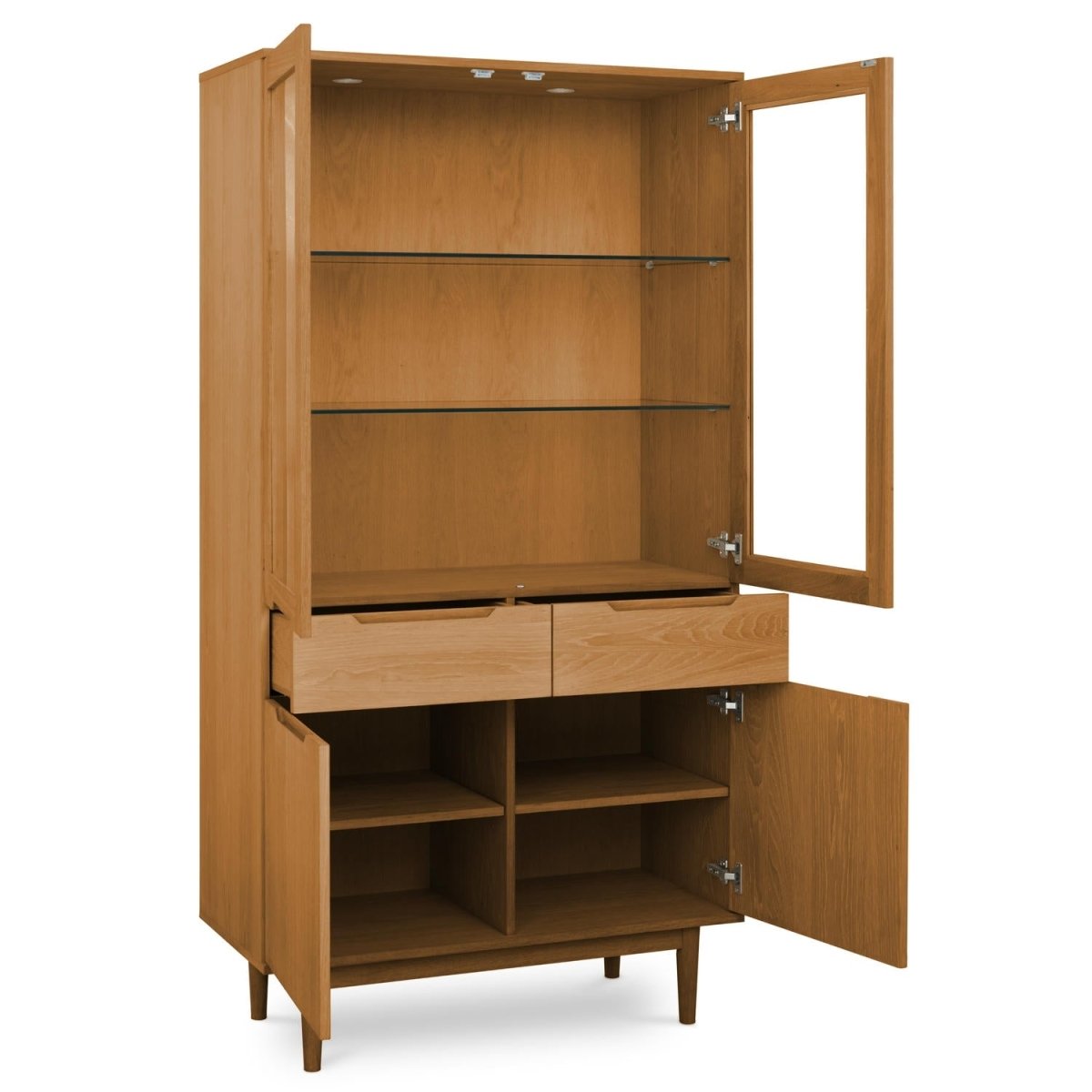 Kerteminde Vitrine mit LED-Beleuchtung - 100 cm breit - Wildeiche Natur - FURNHOUSE