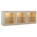 Wandschrank mit LED-Beleuchtung - 160 cm breit - Eiche bianco - FURNHOUSE