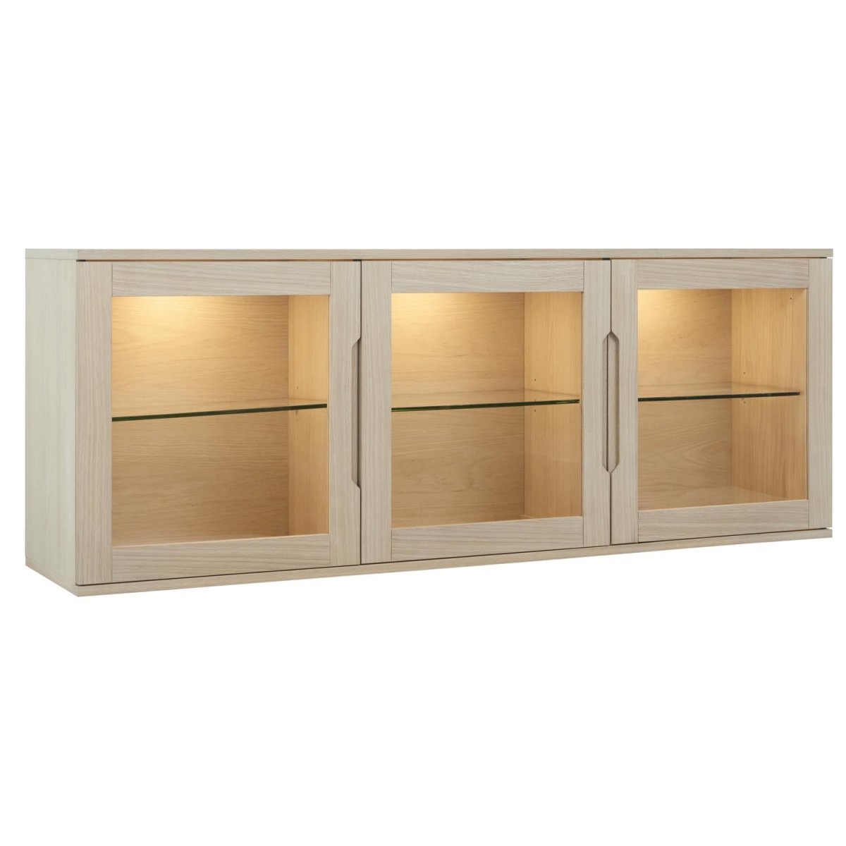 Kerteminde Wandschrank mit LED-Beleuchtung - 160 cm breit - Eiche Weiß geöltes - FURNHOUSE