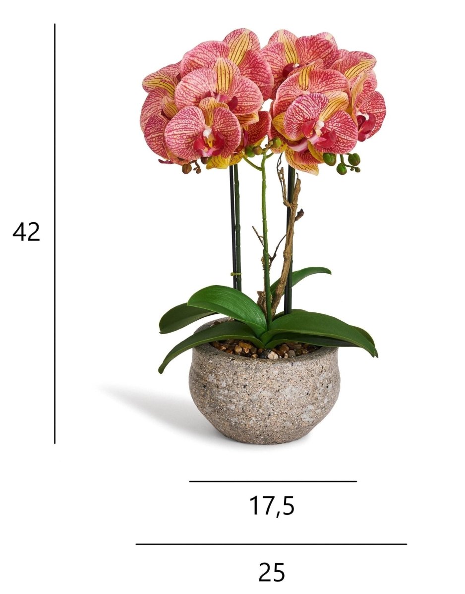 Kunstpflanze Orange Orchidee Phalaenopsis 42 cm - 4Ever Green