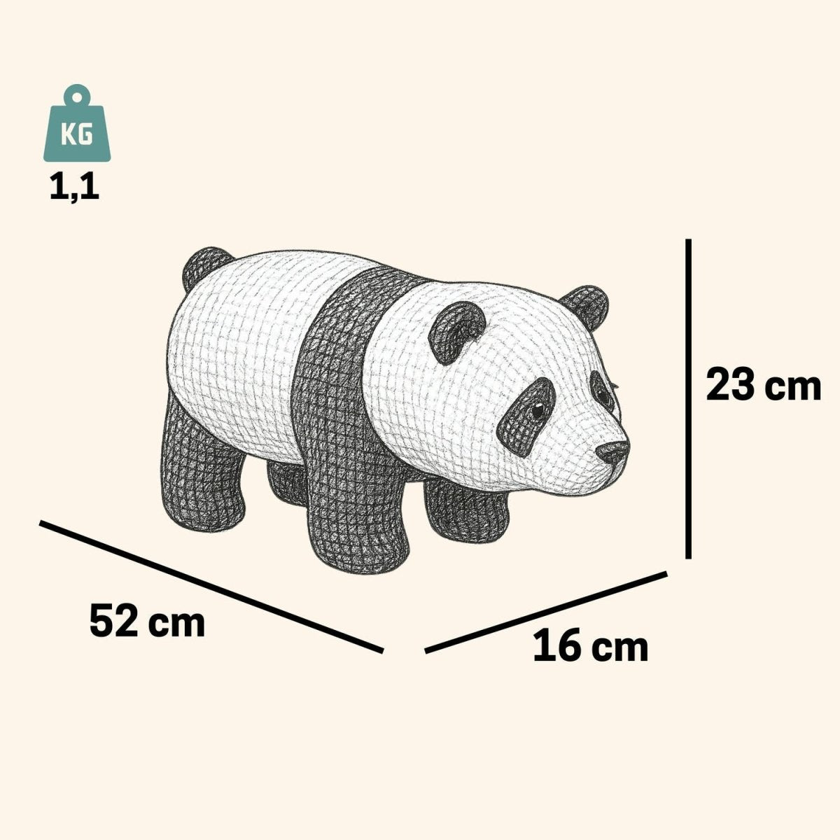 Kuscheltier Häkeltier Panda 52 cm - Pintado & Lacado