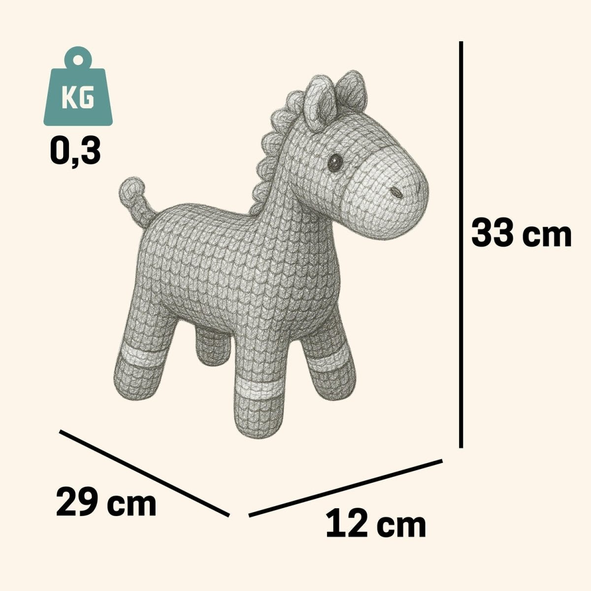 Kuscheltier Häkeltier Pferd 33 cm - Pintado & Lacado