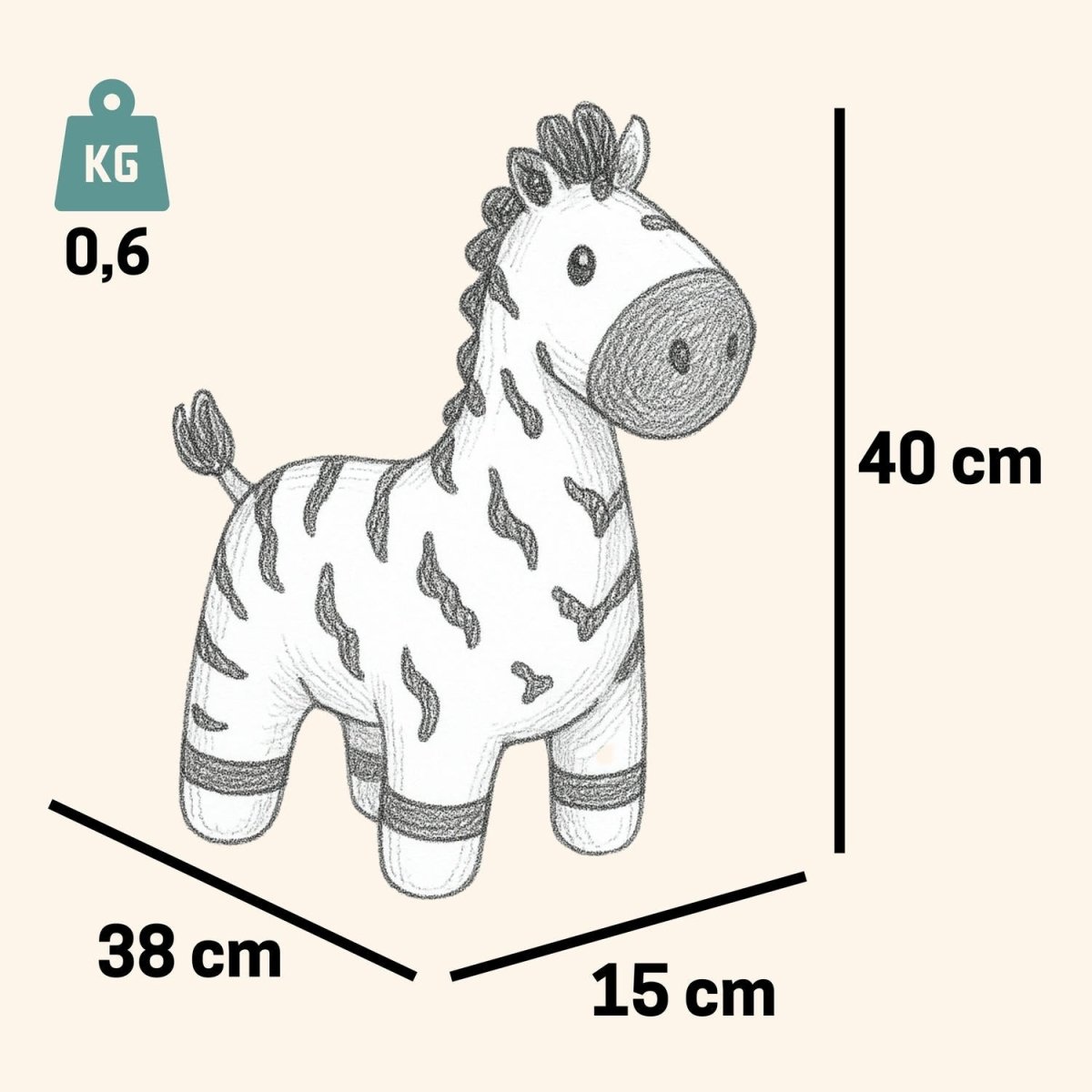 Kuscheltier Häkeltier Zebra 40 cm - Pintado & Lacado