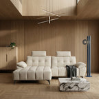 L-Form Ecksofa Links - mit Elektrische Relaxfunktion, USB - Stoffbezug Creme Beige - FURNHOUSE