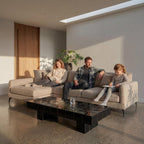 L-Form Ecksofa Links Maggie - Stoff Beige, 290 cm - FURNHOUSE