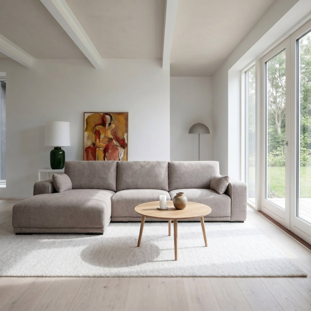 L-Form Ecksofa Links - Stoffbezug Beige - FURNHOUSE