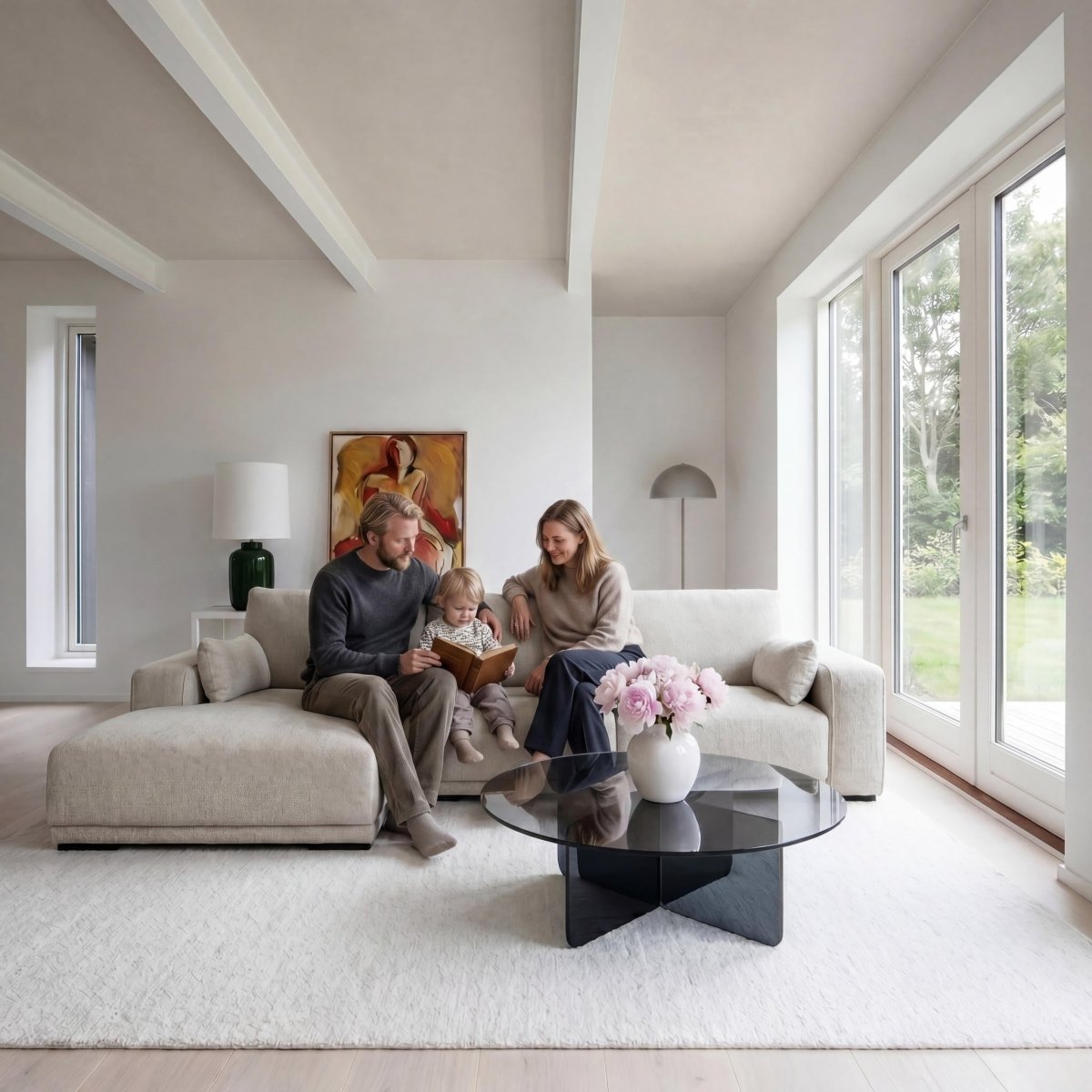L - Form Ecksofa Links - Stoffbezug Creme - IBBE DESIGN - FURNHOUSE