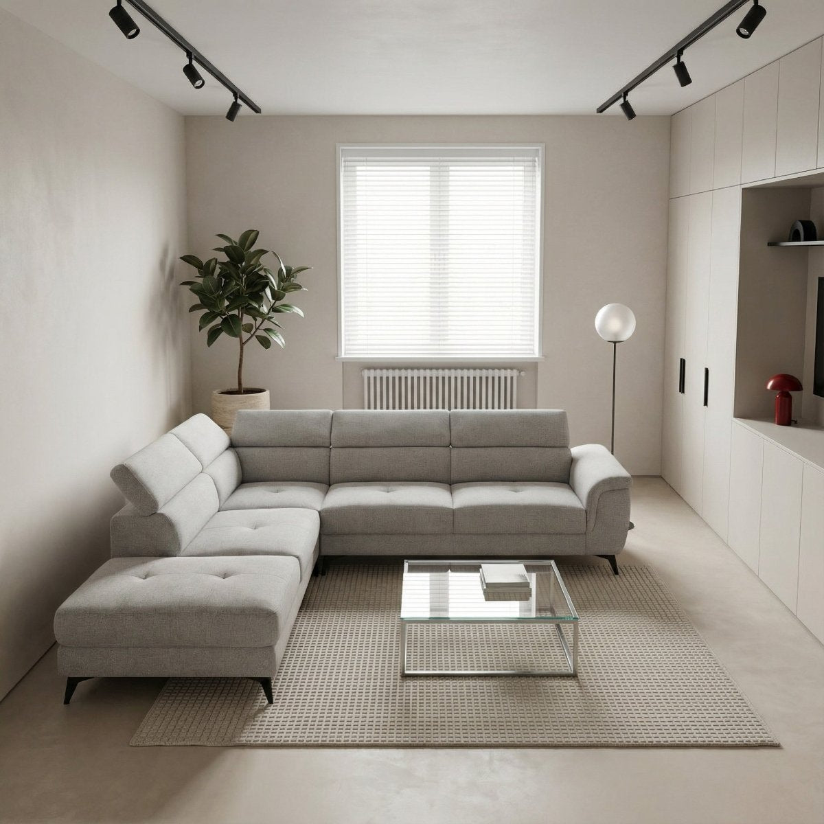 L-Form Ecksofa Links - Stoffbezug Grau - FURNHOUSE