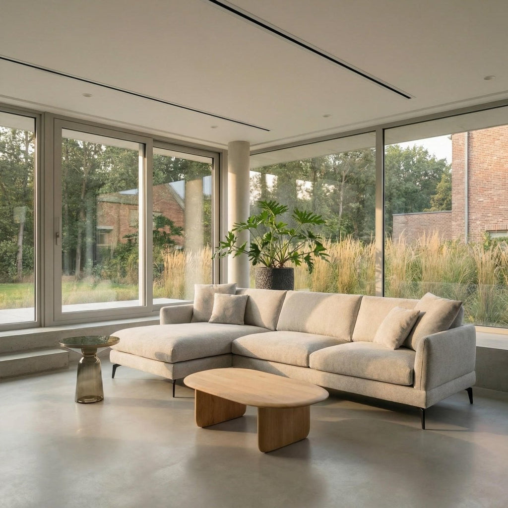 L-Form Ecksofa Links - Stoffbezug Grau - FURNHOUSE