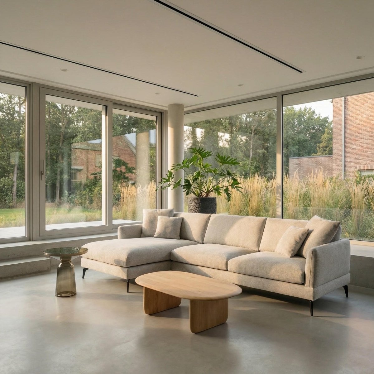 L-Form Ecksofa Links - Stoffbezug Grau - FURNHOUSE