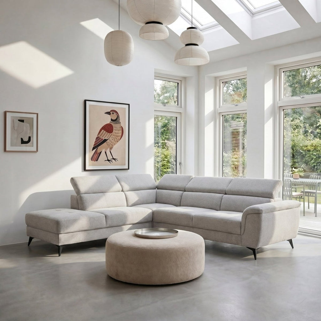 L-Form Ecksofa Links - Stoffbezug Grau - FURNHOUSE