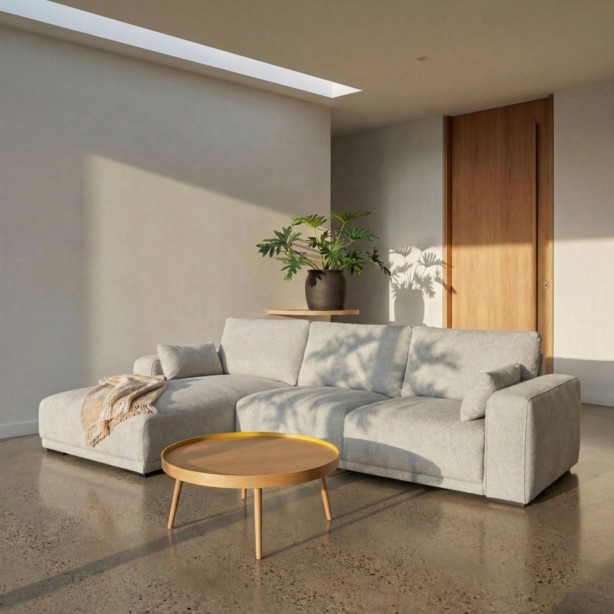 L-Form Ecksofa Links - Stoffbezug Grau - FURNHOUSE