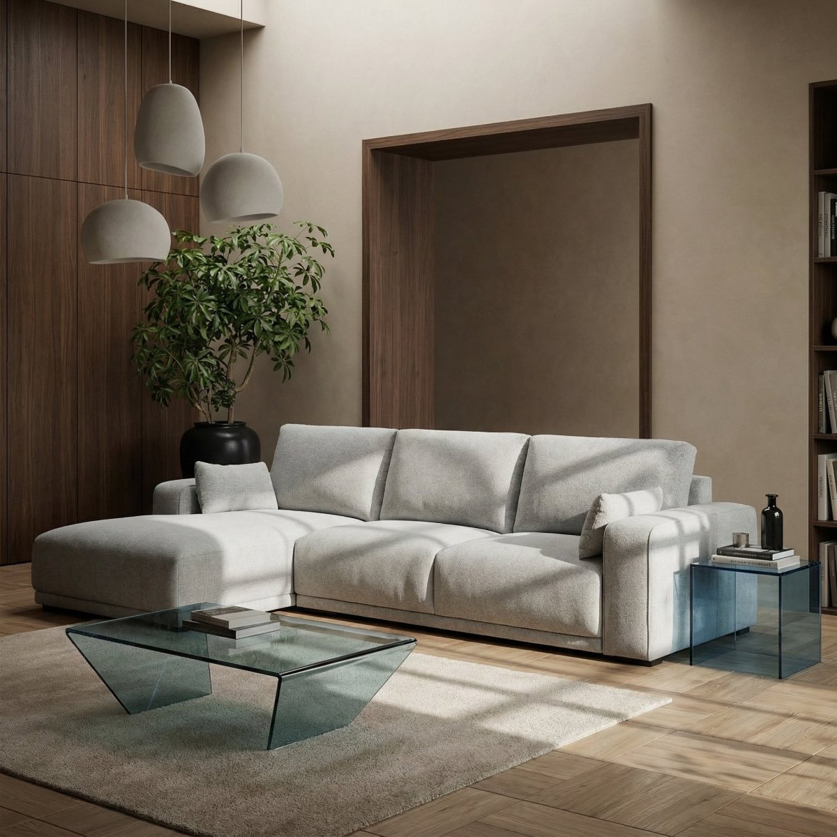 L-Form Ecksofa Links - Stoffbezug Grau - FURNHOUSE