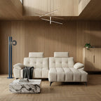 L-Form Ecksofa Rechts - mit Elektrische Relaxfunktion, USB - Stoffbezug Creme Beige - FURNHOUSE