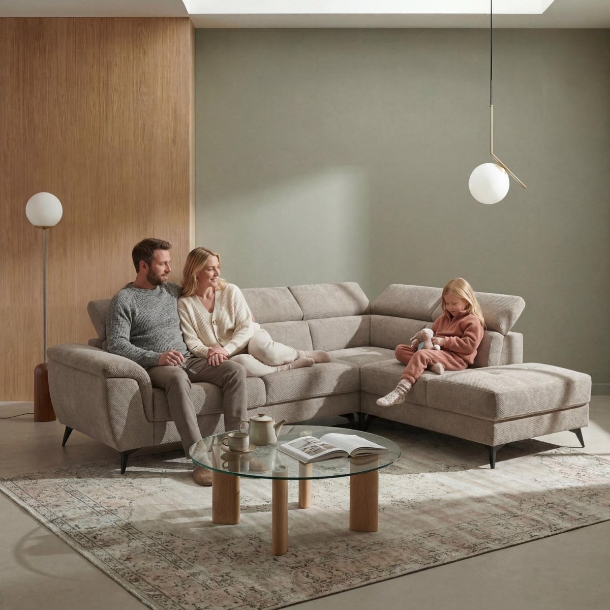 L-Form Ecksofa Rechts - Stoffbezug Beige - FURNHOUSE