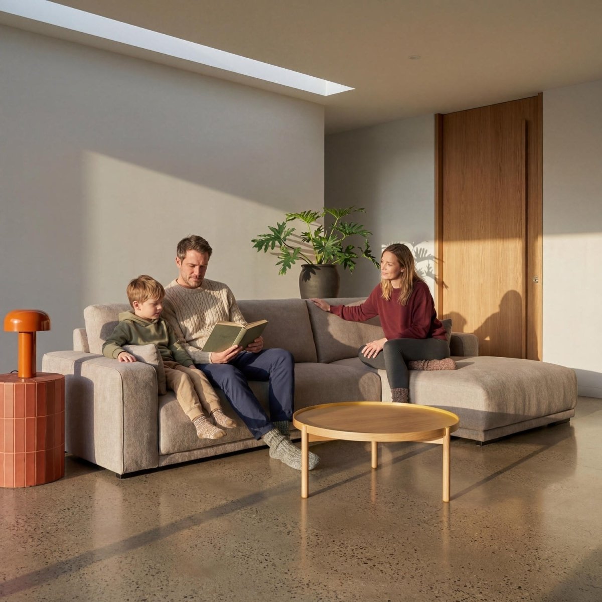 L-Form Ecksofa Rechts - Stoffbezug Beige - FURNHOUSE