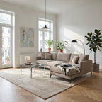L-Form Ecksofa Rechts Maggie - Stoff Beige, 290 cm - FURNHOUSE