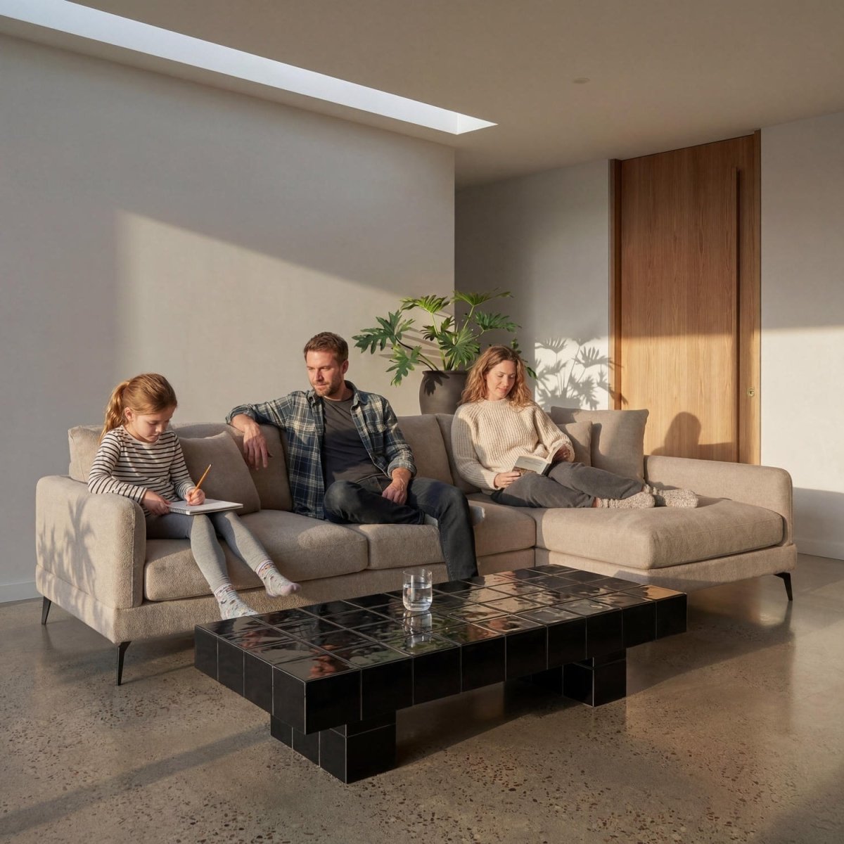 L-Form Ecksofa Rechts - Stoffbezug Beige - FURNHOUSE