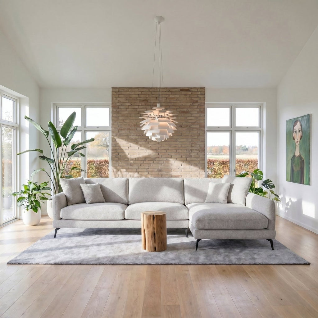 L-Form Ecksofa Rechts - Stoffbezug Grau - FURNHOUSE