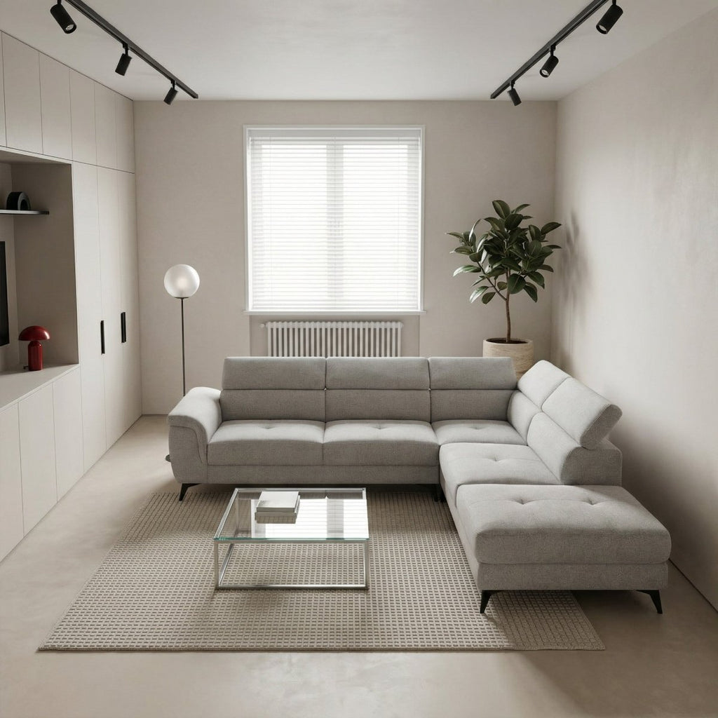 L-Form Ecksofa Rechts - Stoffbezug Grau - FURNHOUSE