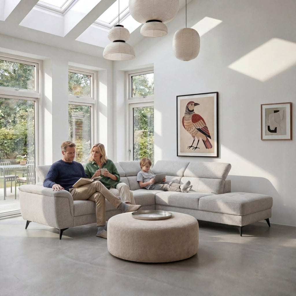 L-Form Ecksofa Rechts - Stoffbezug Grau - FURNHOUSE