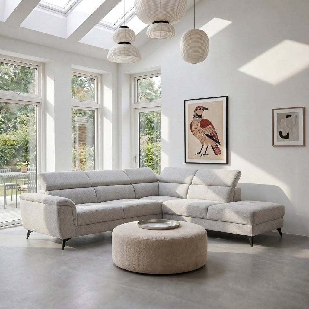 L-Form Ecksofa Rechts - Stoffbezug Grau - FURNHOUSE