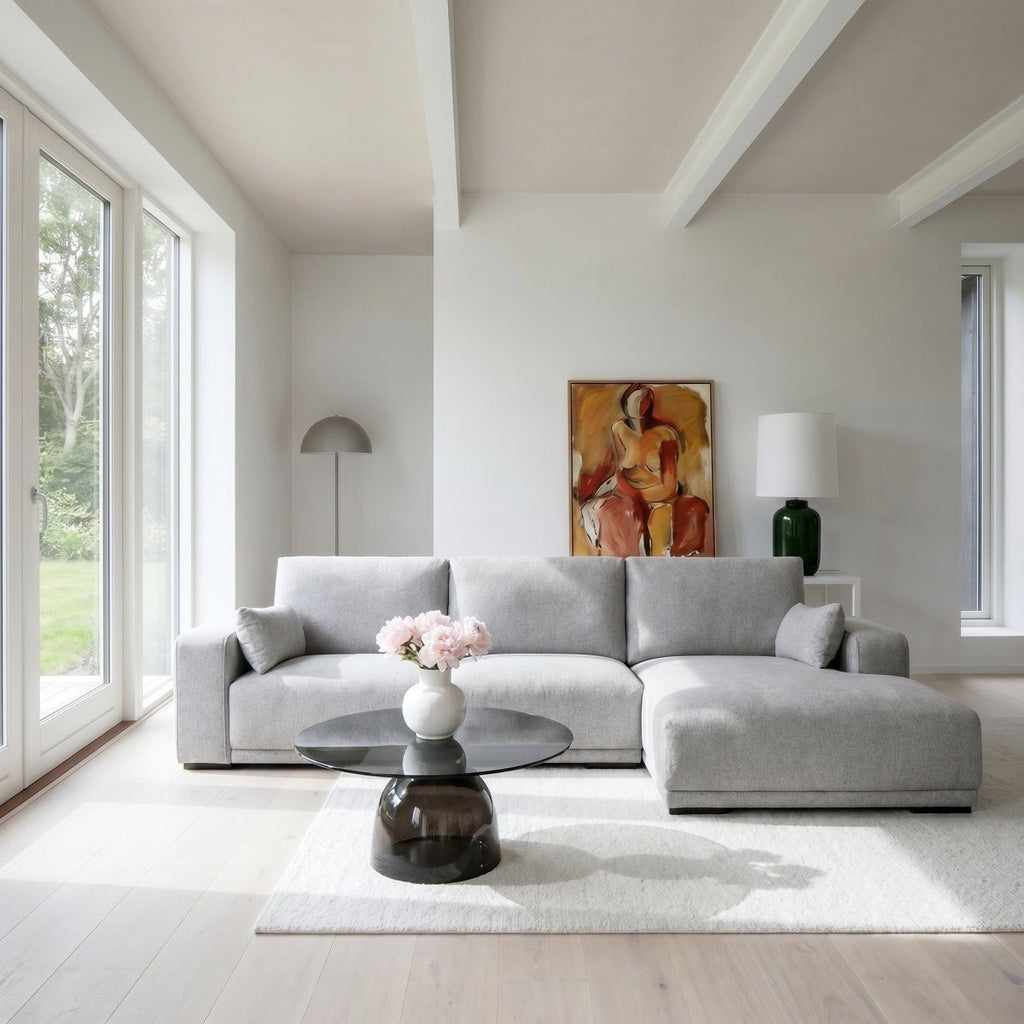 L-Form Ecksofa Rechts - Stoffbezug Grau - FURNHOUSE